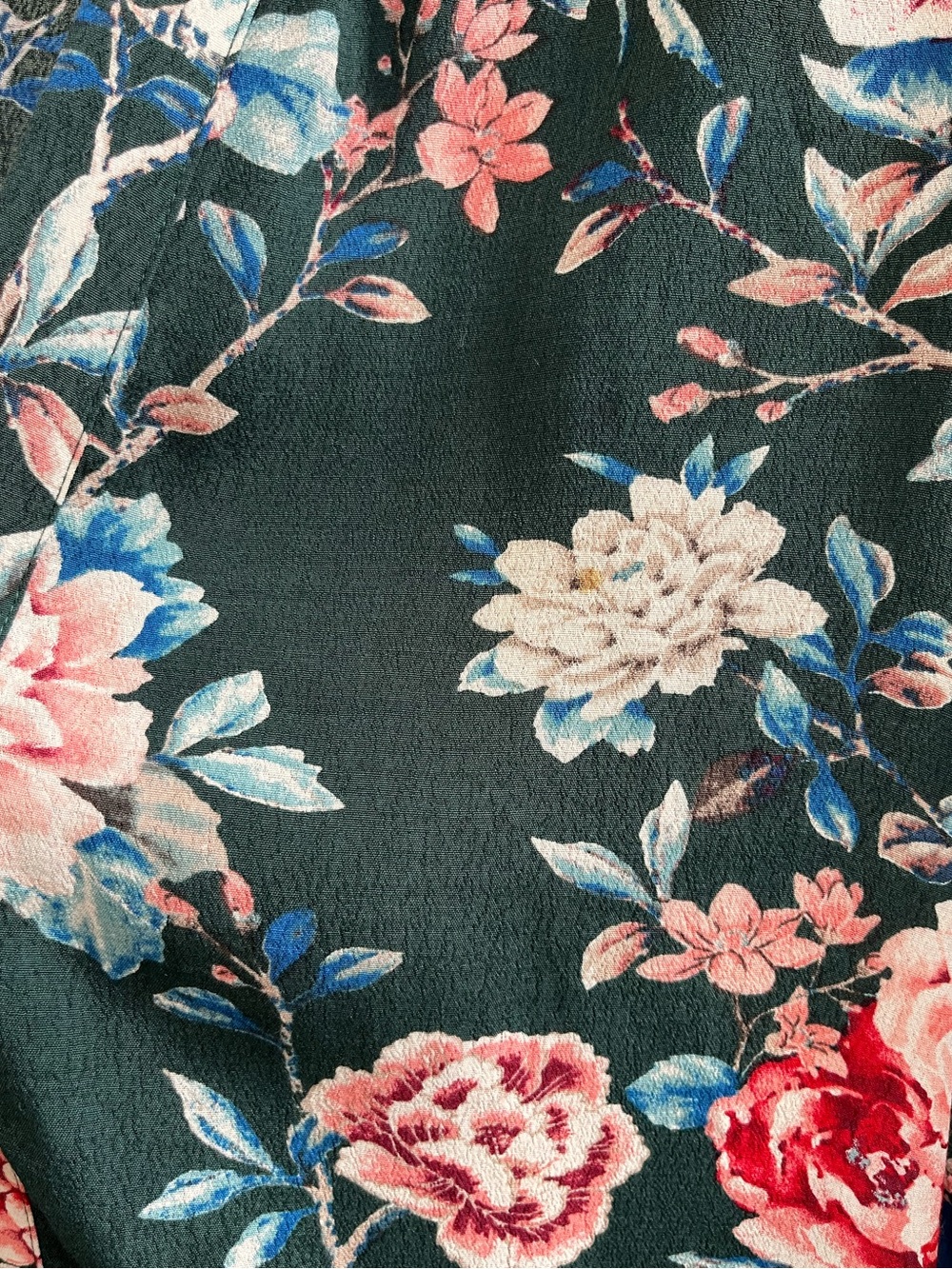 FOREVER 21 DARK GREEN FLORAL KIMONO CARDIGAN | WIDE SLEEVE | SIZE MED.